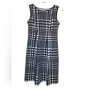 New York Clothing Co Sleeveless Black & White Grid Print Dress Nwot
